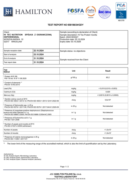 Hi Tec Protein - 2250g + Vitamin C 60 kapsułek