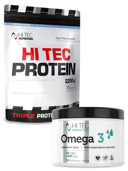 Hi Tec Protein - 2250g + Omega 3 - 60 kapsułek